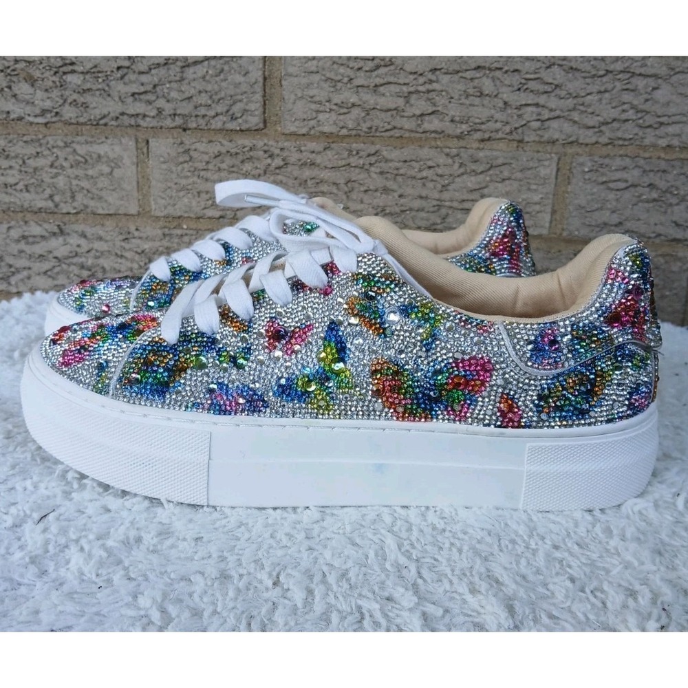 Betsey Johnson Women's Sidny Butterfly Rhinestone Platform Sneakers Sz 8